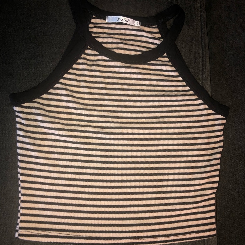 Papaya Striped Crop Top